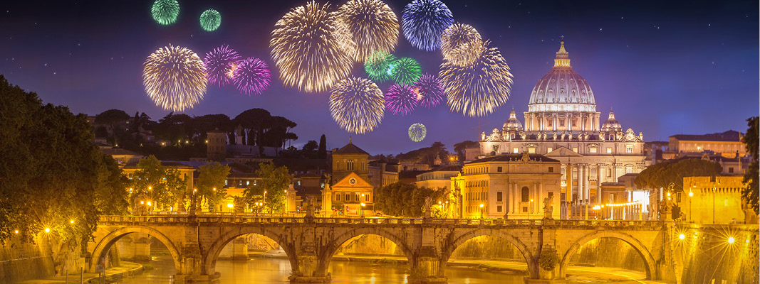 Nyt�rsfyrv�rkeri over Rom, Italien